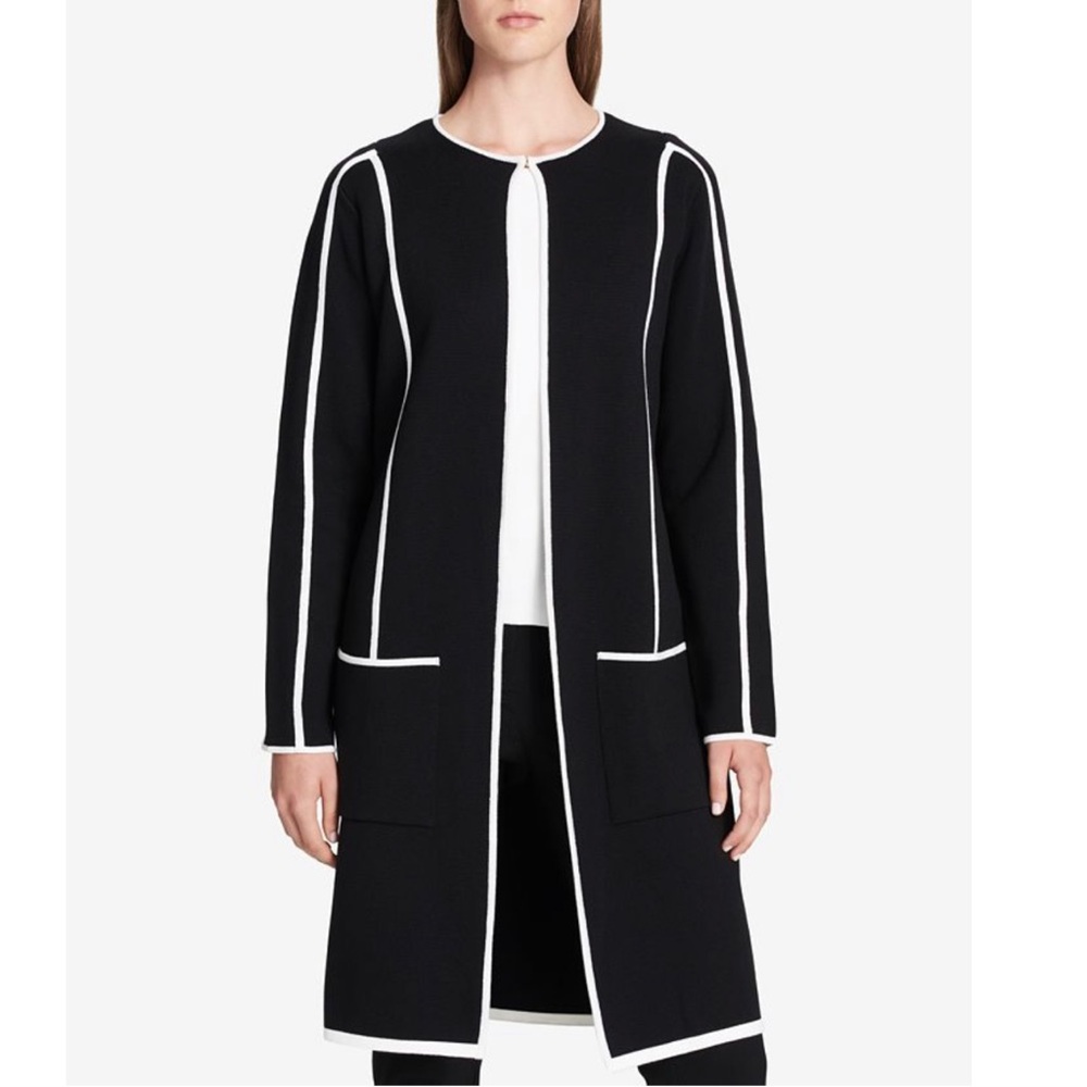 Calvin Klein Piped Topper Jacket Color Block Cardigan Duster XL
